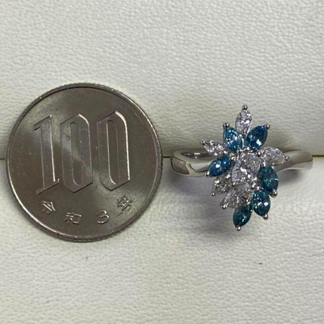 Pt900　ブルーダイヤモンドリング　D1.11ct　サイズ11.5号　5.9ｇ レディースのアクセサリー(リング(指輪))の商品写真