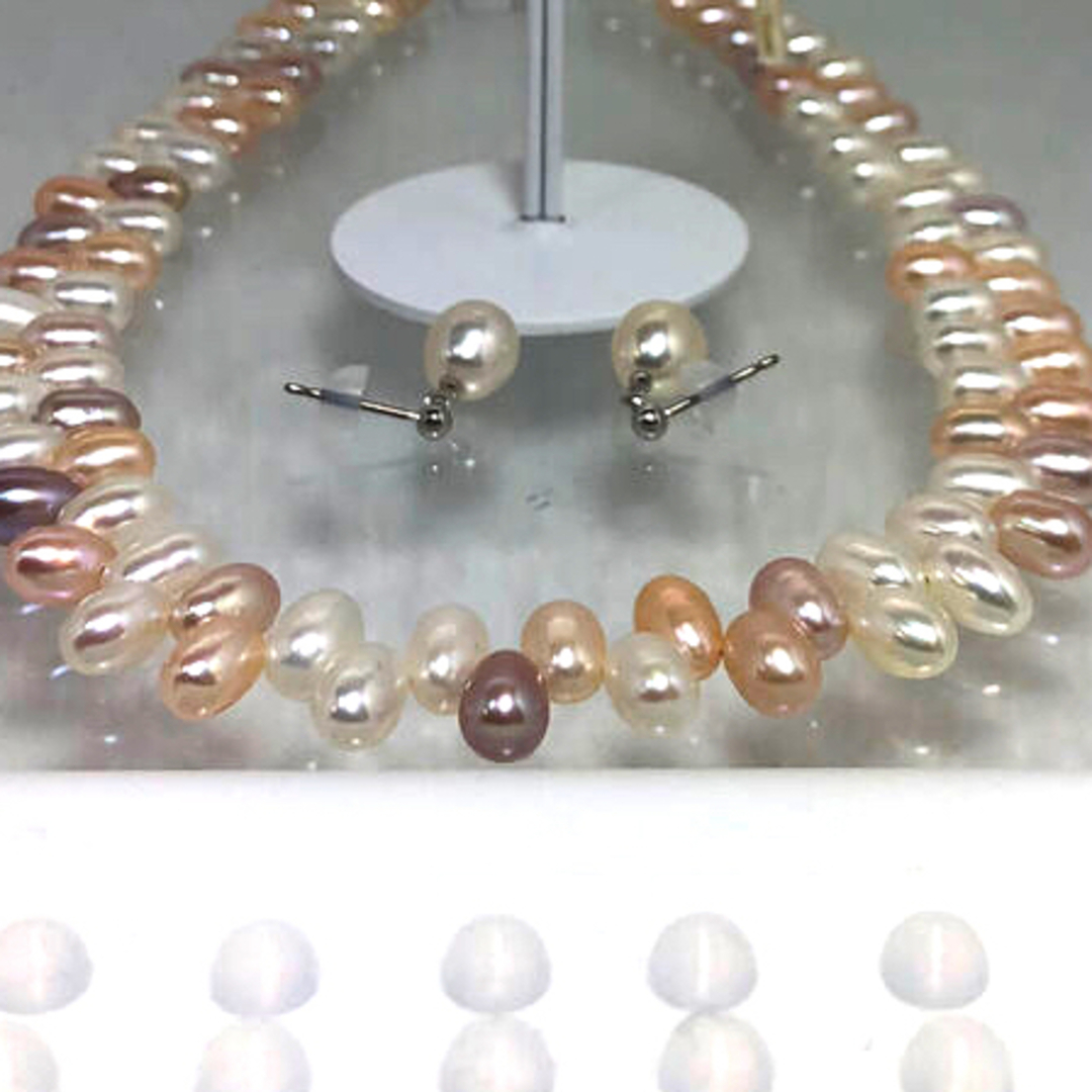 (RA-141)新品　淡水真珠ネックレスとピアス2セット　キャッチ5ペアーセット