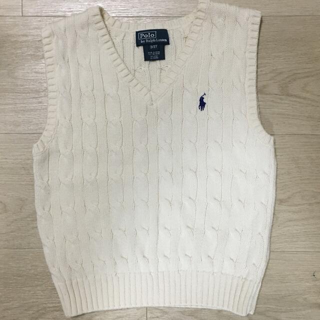 POLO RALPH LAUREN(ポロラルフローレン)のpolo ニットベスト白　3T お受験入園式七五三 キッズ/ベビー/マタニティのキッズ服男の子用(90cm~)(ニット)の商品写真