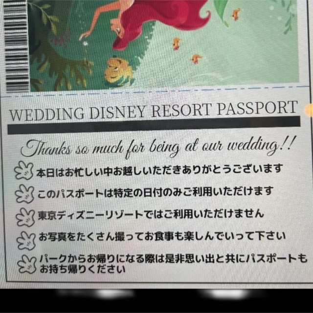 『ディズニーチケット風席札』 ハンドメイドのウェディング(その他)の商品写真