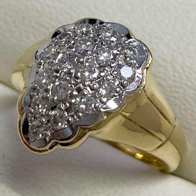 K18Pt900 天然ダイヤモンドリング D0.56ct サイズ12号-