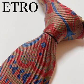 エトロ(ETRO)の美品 エトロ ネクタイ ハイブランド ペイズリー柄 花柄 赤 青 ビジネス(ネクタイ)
