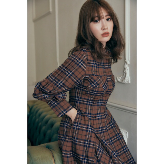Checkered Pleats Long Shirt Dress M レディースのワンピース(ロングワンピース/マキシワンピース)の商品写真