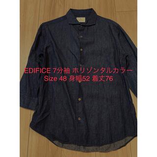 エディフィス(EDIFICE)のEDIFICE インディゴブルー ホリゾンタルカラー 七分袖 SIZE48(シャツ)