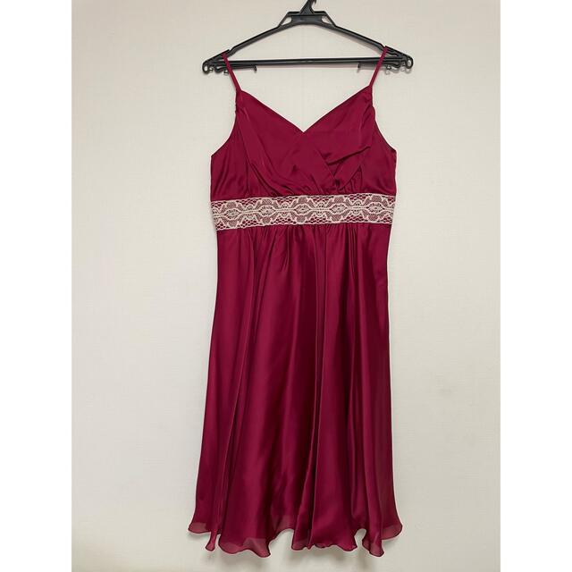 フォーマルワンピース　ワインレッド　L レディースのフォーマル/ドレス(ミディアムドレス)の商品写真