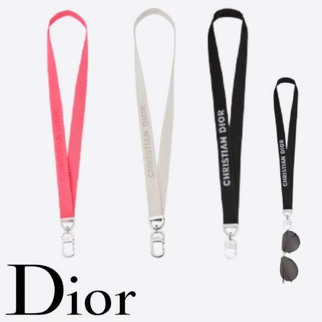 Dior - DIOR サングラス ストラップ 黒 白 ピンク アクセサリー