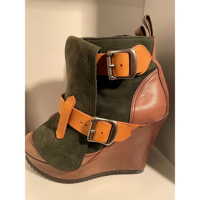 Vivienne Westwood(ヴィヴィアンウエストウッド)のヴィヴィアンレザーWファスナーショートブーツブーティ緑茶色TOGA二階堂椎名林檎 レディースの靴/シューズ(ブーツ)の商品写真