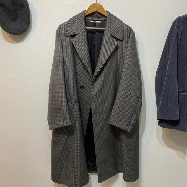 チェスターコートAURALEE DOUBLE FACE CHECK LONG COAT