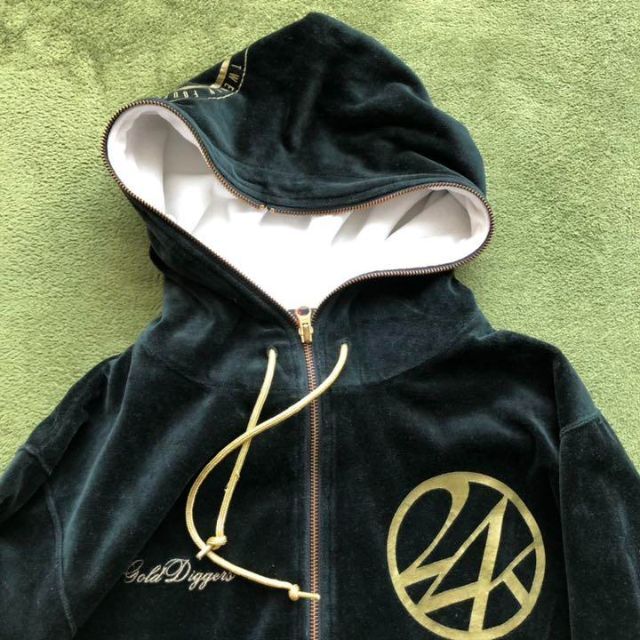 24karats - 24karatsセットアップジャージ ベロアM 黒×金24 24karats - 24karatsセットアップジャージ ベロアM 黒×金24