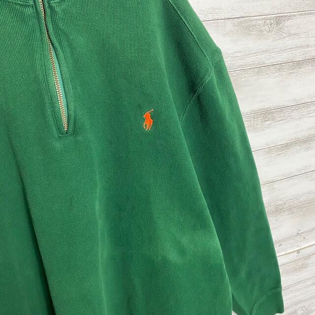 POLO RALPH LAUREN(ポロラルフローレン)の【希少XLサイズ】90sポロバイラルフローレン☆刺繍ロゴハーフジップスウェット メンズのトップス(スウェット)の商品写真