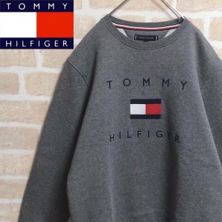 トミーヒルフィガー(TOMMY HILFIGER)のTOMMY HILFIGER スウェット トレーナー 刺繍 デカロゴ グレー L(スウェット)