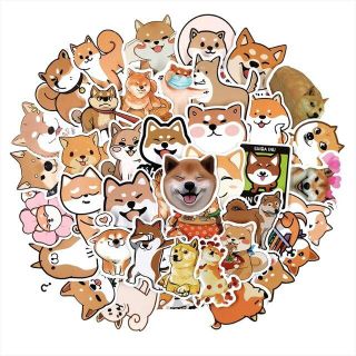 柴犬 しば犬 柴ちゃん ステッカーシール ４８枚セット s13(犬)