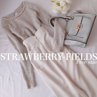 ストロベリーフィールズ(STRAWBERRY-FIELDS)のストロベリーフィールズ グレーニット春レディース冬コットンパール灰色ウール毛(ニット/セーター)