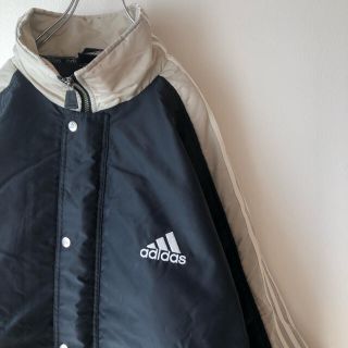 【美品】90's古着 adidas 中綿ジャケット 万国旗タグ 両面 刺繍ロゴ