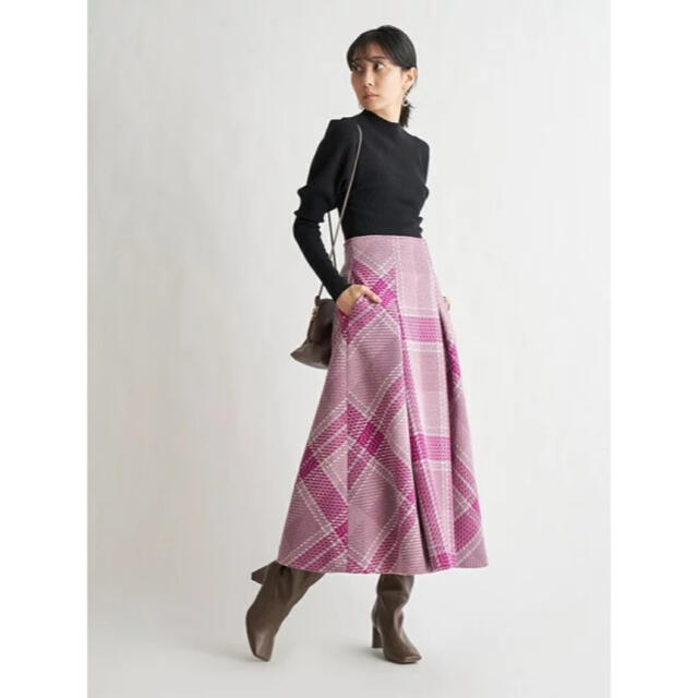 SNIDEL(スナイデル)のSNIDEL　ロービングチェックフレアスカート　0サイズ レディースのスカート(ロングスカート)の商品写真