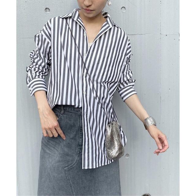 最前線の-フレームワーク コ•ットン•ストライプシャツ biaOG