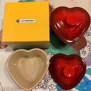 ルクルーゼ(LE CREUSET)のラムカン・ダムール (フタ付き) チェリーレッド 2つセット(容器)