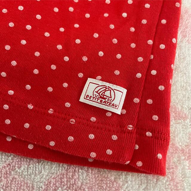 PETIT BATEAU(プチバトー)の*:ஐ着画ஐ:* プチバトー ୨୧ 赤ドット ロンパース付き ワンピース 12m キッズ/ベビー/マタニティのベビー服(~85cm)(ワンピース)の商品写真