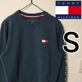 トミーヒルフィガー(TOMMY HILFIGER)のトミーヒルフィガー 紺色 長袖Tシャツ スウェット カットソー メンズ 袖部ロゴ(Tシャツ/カットソー(七分/長袖))