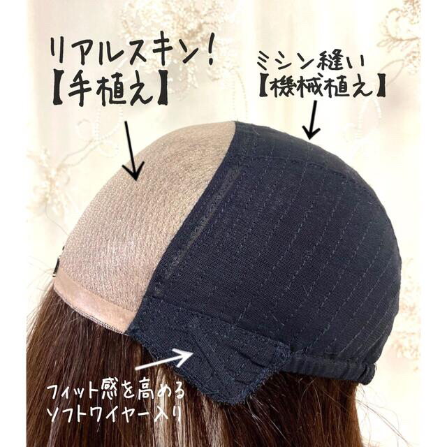 高級レミー人毛100% 【自然な黒】M リアルスキン フルウィッグ医療用