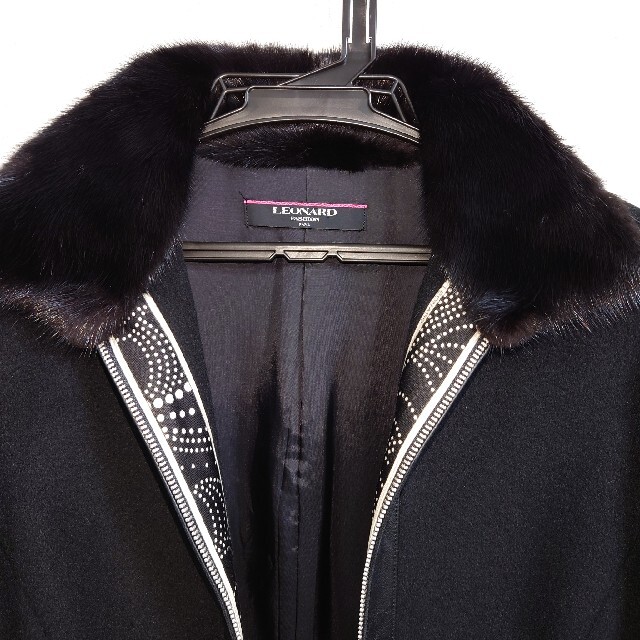てなグッズや LEONARD レオナール　カシミヤジャケット・コート　ミンク毛皮　羊革　肩パッド　レディース - 毛皮+ファーコート