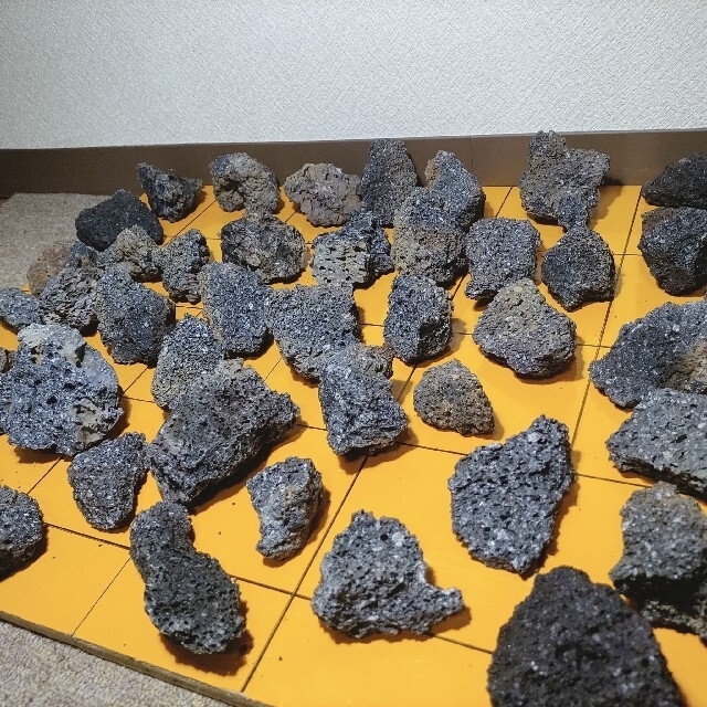 富士山 溶岩石 小粒 6kg 50-100mm 黒色 アクアリウム 水槽 盆栽の通販
