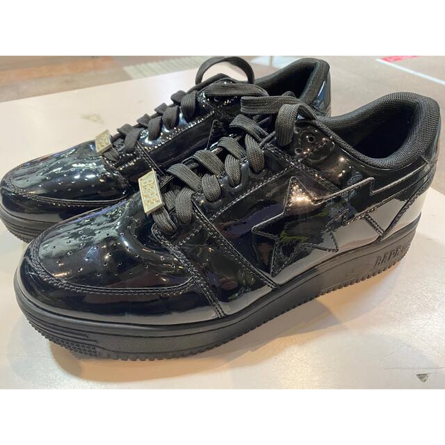 スニーカーAPE BAPESTA 黒パテント US10