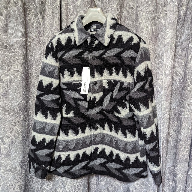 ZARA - ZARAジオメトリックジャガードシャツジャケットの通販 by