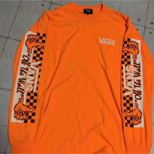 VANS(ヴァンズ)のVANS ロンT オレンジ　アームプリント　USED ホンデュラス製 メンズのトップス(Tシャツ/カットソー(七分/長袖))の商品写真