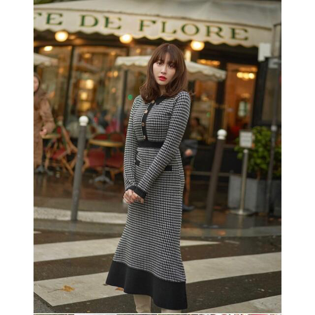 Buckingham Houndstooth Knit Dressロングワンピース/マキシワンピース