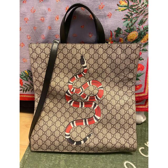 最終値下げ!】GUCCI GGスプリームキングスネーク 2way トートバッグ-