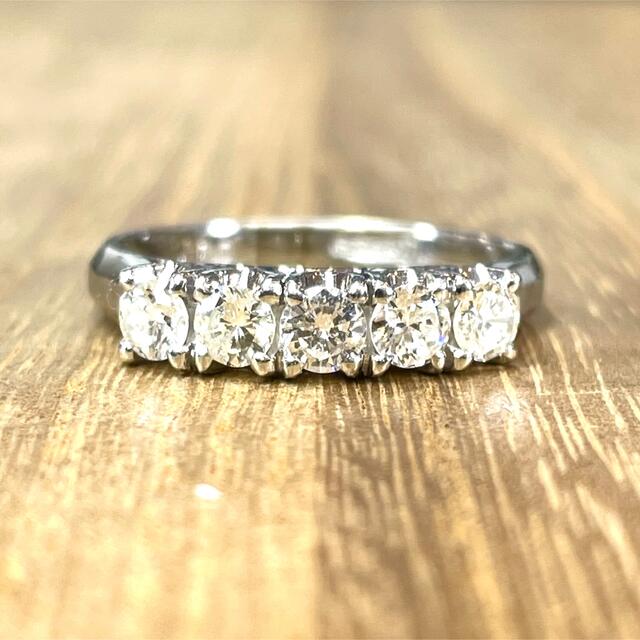 お見舞い リング 一文字 ダイヤ 手作り!Pt900 0.60ct M568 4.27g