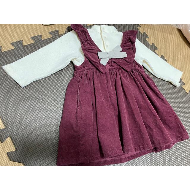 petit main(プティマイン)のプティマイン】コーデュロイドッキングワンピース キッズ/ベビー/マタニティのベビー服(~85cm)(ワンピース)の商品写真