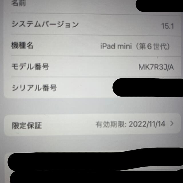 iPad(アイパッド)の【極美品】iPad mini 6 WIFI パープル　64GB スマホ/家電/カメラのPC/タブレット(タブレット)の商品写真