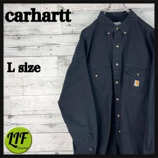 カーハート(carhartt)の【希少‼︎】カーハート ロゴタグ 肉厚 ワークシャツ ブラック 美品(シャツ)