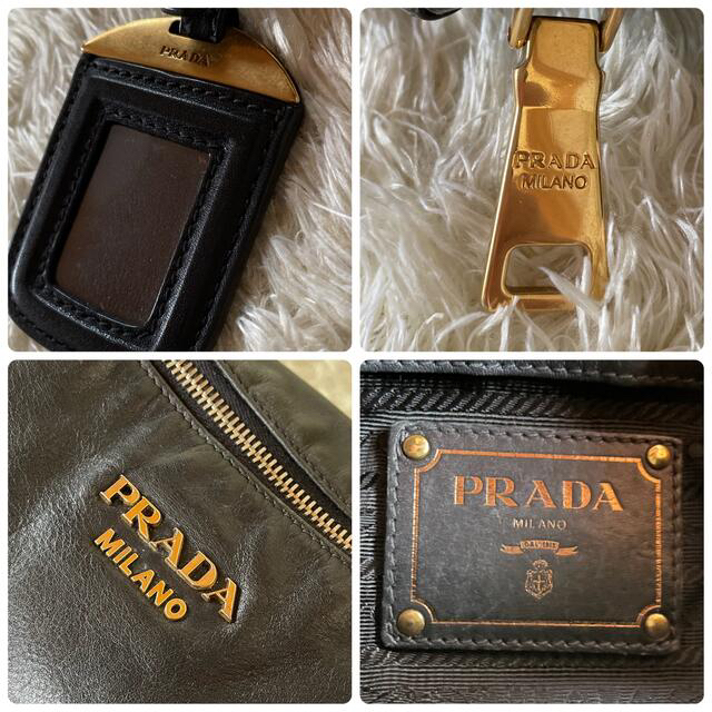 PRADA(プラダ)のPRADA ハンドバッグ　オールレザー 黒 ゴールド金具　男女兼用 レディースのバッグ(ハンドバッグ)の商品写真