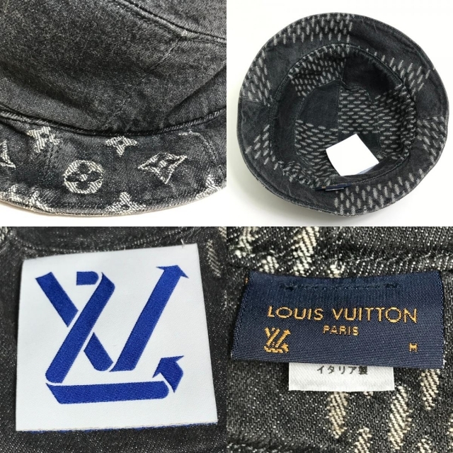 LOUIS VUITTON(ルイヴィトン)のルイヴィトン LOUIS VUITTON LV MADE MP3244 ボネ・デニム HUMANMADE NIGO 帽子 ハット コットン ノワール ブラック×ホワイト メンズの帽子(ハット)の商品写真