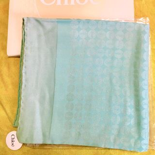 クロエ(Chloe)のクロエ　スカーフ　未使用　ミントグリーン色　ロゴ(バンダナ/スカーフ)