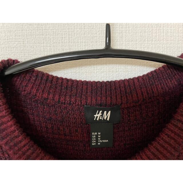 H&M(エイチアンドエム)の【H&M】エイチアンドエム　ニットセーター　バーガンディー　M メンズのトップス(ニット/セーター)の商品写真