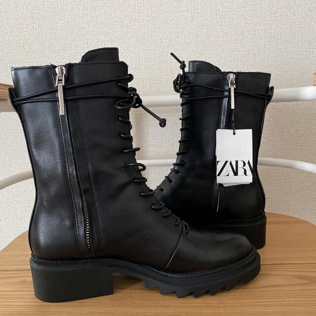ZARA(ザラ)のZARA レザーレースアップサイドジップブーツ レディースの靴/シューズ(ブーツ)の商品写真