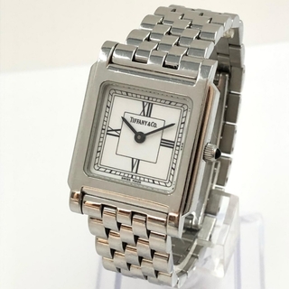 Tiffany & Co. - ティファニー クラシック スクエア SS 白ローマ文字盤 稼働品 腕時計
