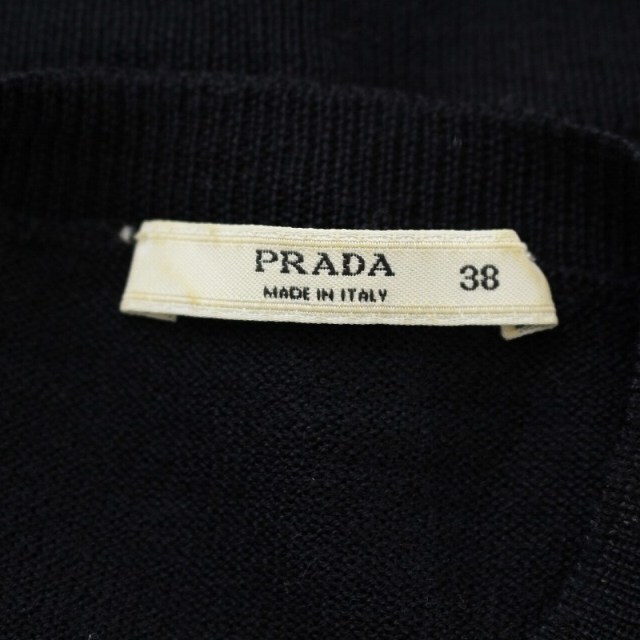 PRADA(プラダ)のプラダ カーディガン 半袖 ニット ウール 38 M 黒 ブラック ■EC レディースのトップス(カーディガン)の商品写真