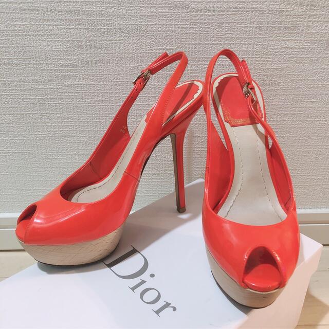 Dior✧サーモンピンク ピンヒール パンプス サンダル オープントゥ