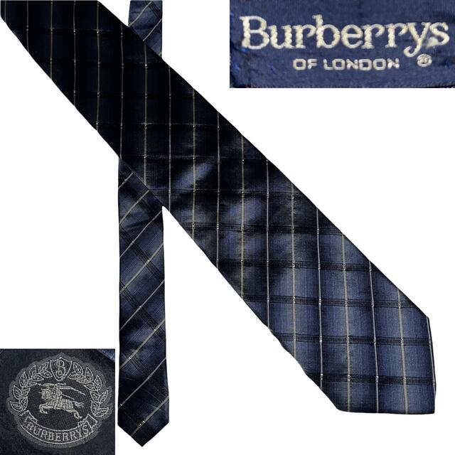 BURBERRY(バーバリー)の【美品】Burberrys バーバリーズ　シルク100%ネクタイ/ネイビー メンズのファッション小物(ネクタイ)の商品写真