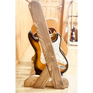【24時間以内に発送】手作り木工 ギタースタンド (ワインレッド) 5本掛け