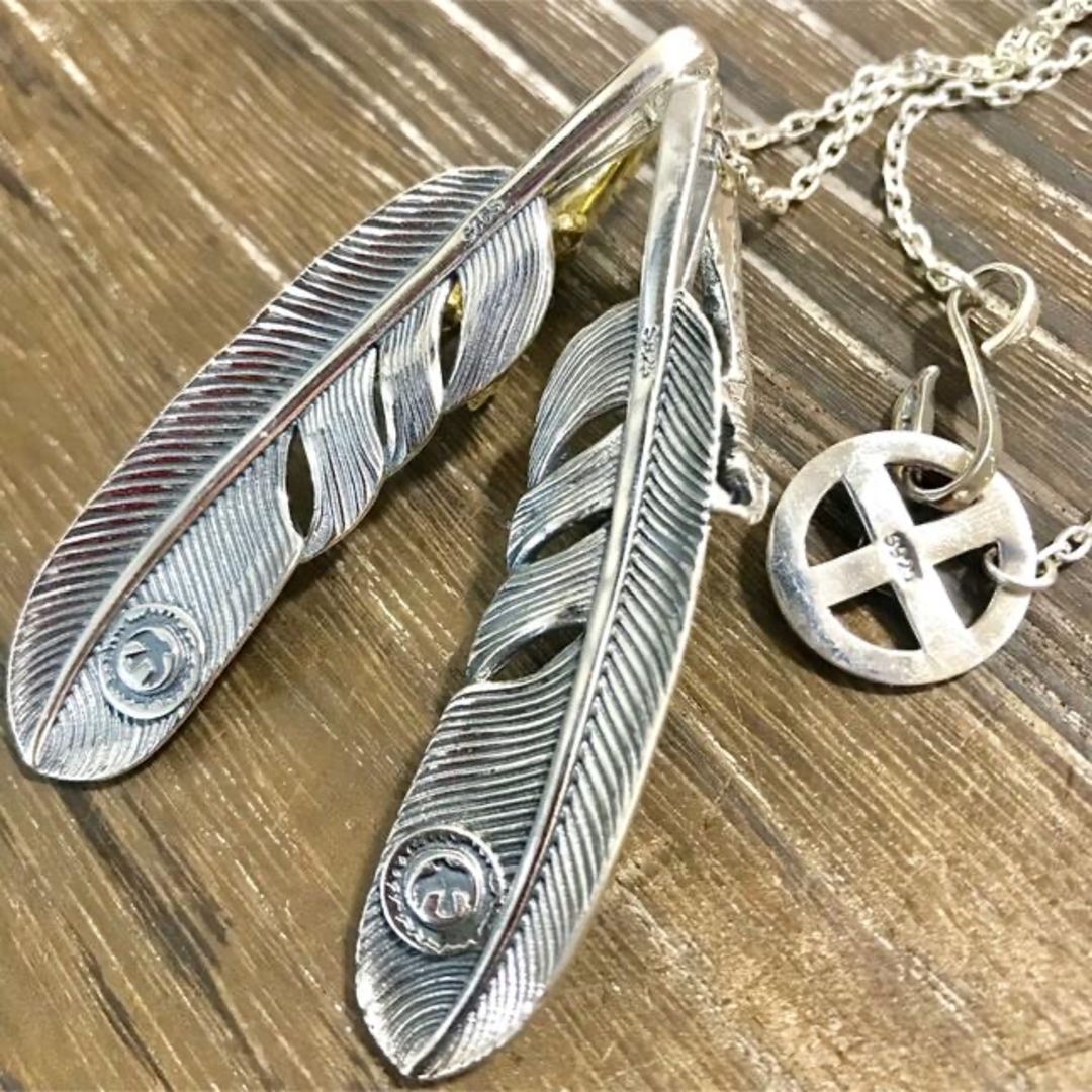 silver925 金爪フェザー 銀爪フェザー ネックレス silver925 金爪フェザー 銀爪フェザー ネックレス