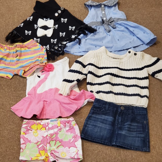 babyGAP(ベビーギャップ)の女の子　80　春~夏物　BABYgap デニムスカート　ニット キッズ/ベビー/マタニティのベビー服(~85cm)(ワンピース)の商品写真