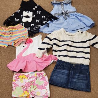 ベビーギャップ(babyGAP)の女の子　80　春~夏物　BABYgap デニムスカート　ニット(ワンピース)