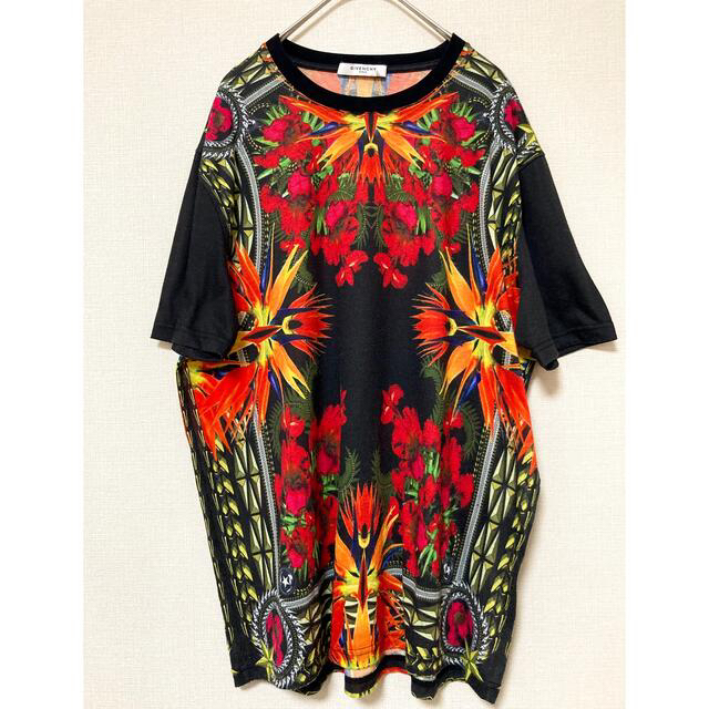 ジバンシィ　GIVENCHY ジバンシー　極楽鳥花　Tシャツ　総柄　ブラック