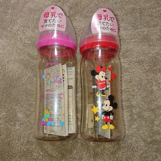 ミッキーマウス(ミッキーマウス)の2本セット！ピジョン 母乳実感 哺乳瓶 240ml(哺乳ビン)